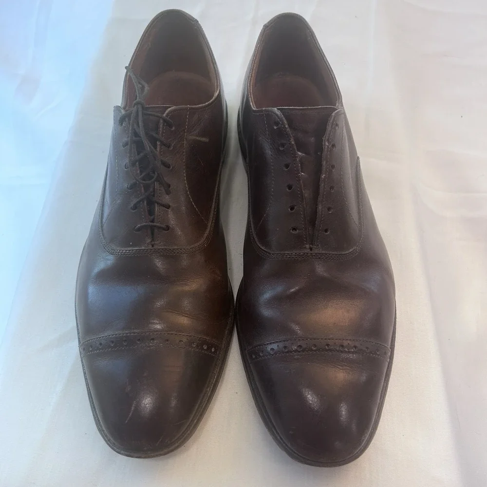 Allen Edmonds Fifth Avenue Brown Leather Oxford Lace Cap Toe Shoes Men 13C